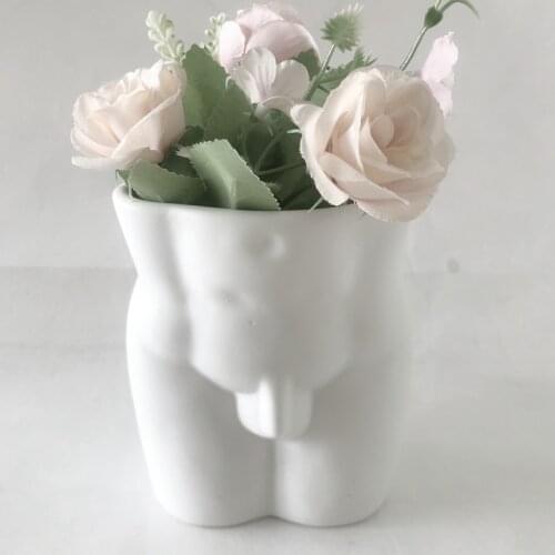 Succulent Potted Girl and Fawn Silicone Mold Concrete Resin Plaster Chocolate Candle DIY Handmade Fondant Cake Mold