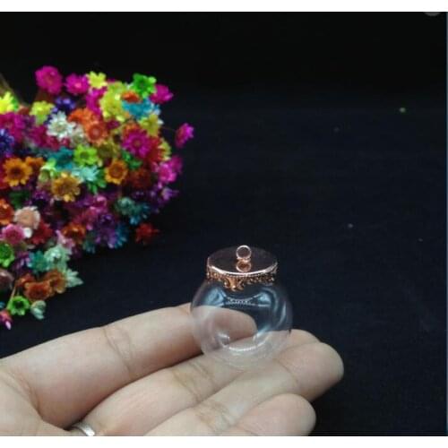 3pcss 25*15mm glass globe with rose gold crown tray finding set glass vials pendant glass bottle necklace accessories diy jewely