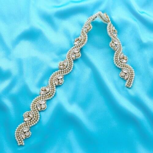 Wedding Dresses Bridal DIY Trim Wholesale Hand Crystal Beaded Accessories Wide Sewing Applique Rhinestone Silver S120