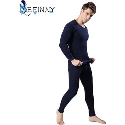 Autumn Winter Cotton Warm Men Thermal Underwear Sets Long Tops Bottom Wear Three Colors
