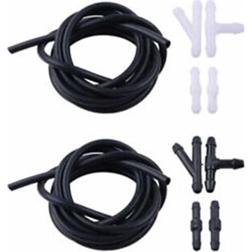 2m Universal Windshield Washer Nozzle Hose Pipe Wiper Water Spray Nozzles Car Parts 4pcs Connector T Y Straight Random Color