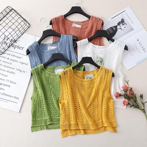 Crochet Flowers Hollow Vest Bohemian Style Summer Women Knitwear Gondoina Tops