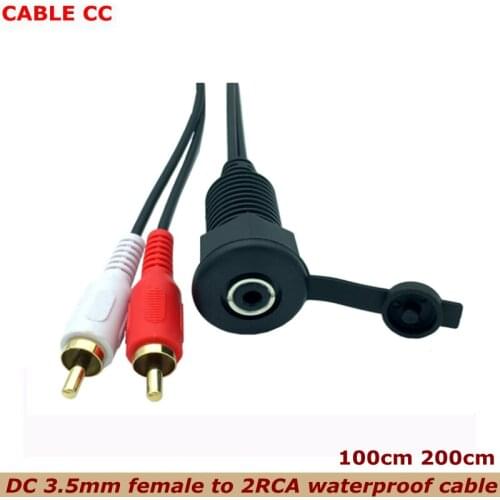 Best quality DC 3.5mm female to 2rca male instrument panel waterproof installation audio cable, suitable for ships, cars, trucks