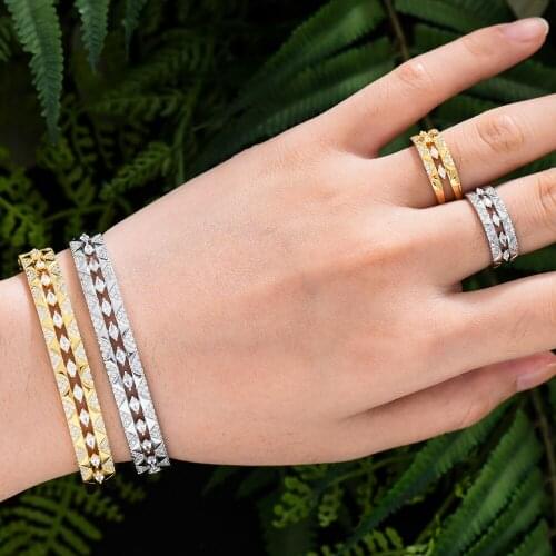 High Quality Luxury Trendy Retro Mix Match Bangle Ring for Women Bridal Jewelry Sets Wedding Ladies Perfect Gift indian jewelry