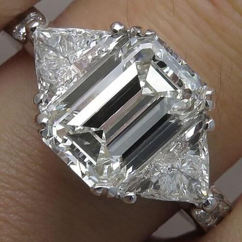 Newest High Quatiy Square Cut Clear Crystal Fashion Wedding Band Silver Color S Ring For Women Fashion Party Jewelry Gifts