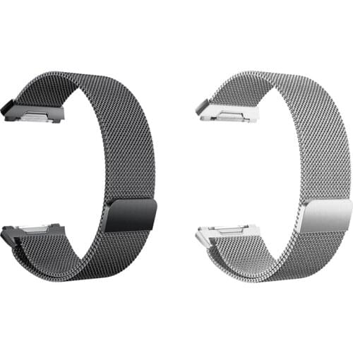2 Pcs for Fitbit Ionic Bands Large Replacement Magnetic Loop Strap Stainless Steel Wrist Band,Silver & Black