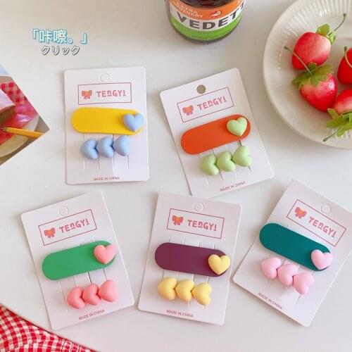 2pcs Cute Cartoon Heart Colorfur Hairpins Children Sweet Hair Clip Barrettes Headband Kids Girl Fashion Hair Accessories