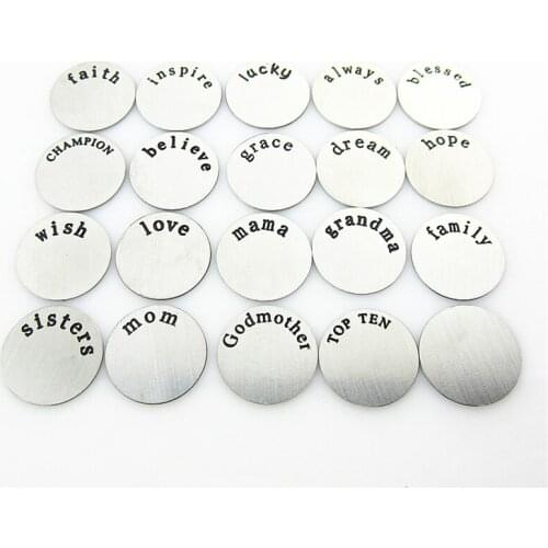 20pcs Mixed 22mm Round Stainless Steel Floating Plates Dream Love Floating Locket Charms Fit 30mm Glass Living Floating Locket