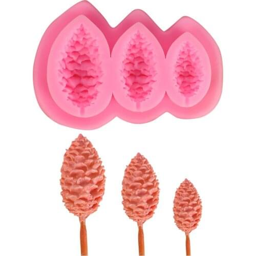 3-Cavity Pine Cone Candle Silicone Mold Soap Making Tools Cake Decorating Mould Food Grade Silicone Candle Craft