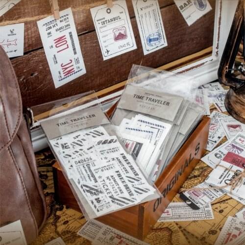 30 X Retro Travel Tickets series Paper Label Tag Sticky Notes Memo Pad Diary Stationary Scrapbook Decorative Vintage Stationery