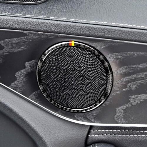 4pcs Carbon Fiber Car Door Speaker Ring Loudspeaker Decorative Sticker Trim For Mercedes Benz W205 C180 C200 C300 GLC260