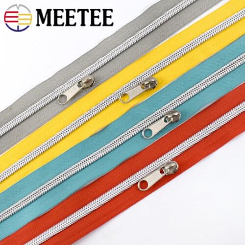 5/10Meters Meetee 5# Nylon Coded Zipper Open-end Coil Code Zip+ Silder Head for Luggage Clothing DIY Textile Sewing Accessories