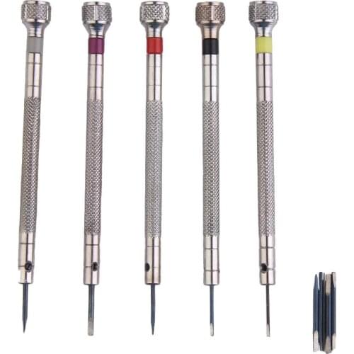 5pcs Alloy Steel Screwdrivers Set Practical Watchmaker Screwdriver Cutter Heads Tool Kit for Repairing Watches and Eyeglass