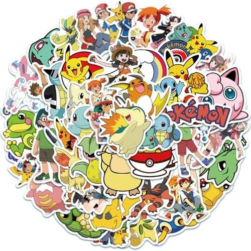 50PCS Pokemon New Anime Sticker Kawaii Pikachu Suitable for Refrigerator Suitcase Guitar Waterproof Sticker Childrens Toy Gift
