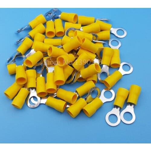 500Pcs Yellow RV5.5-6 Ring Circular Pre-Insulating 12~10AWG Wire Crimp Terminals