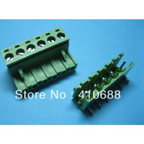 80 Pcs Angle 6 way/pin Pitch 5.08mm Screw Terminal Block Connector Pluggable Type Green 2EDCK-2EDCR-5.08