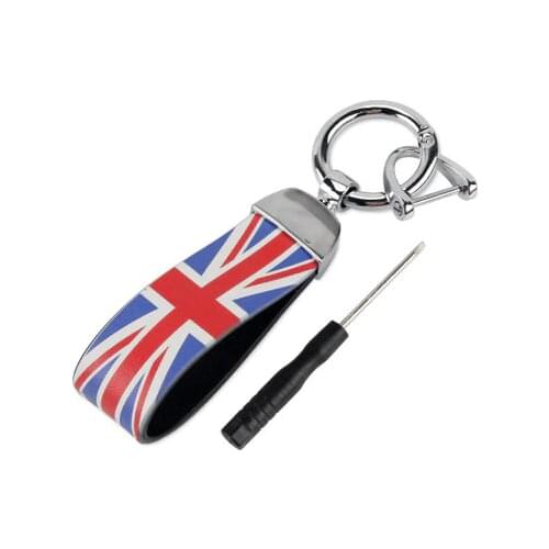 Auto Styling Alloy Key Case Cover Chain Red Union Jack Fit MIN F54 F55 F56F57F60 Clubman Countryman Car Accessories Keychain