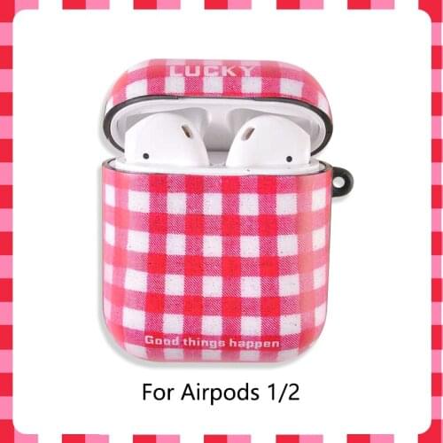 For AirPods Case Red Checkerboard Plaid Checked Soft Wireless Bluetooth Earphone Cases For Apple Airpods 2 Cover Funda Fashion