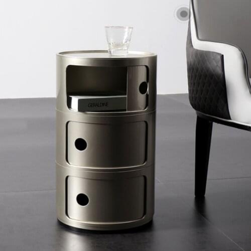 3 layers Nordic ABS plastic Childrens Bedside Cabinet Simple Modern Round Storage Cabinet Creative Multi-layer coffee table