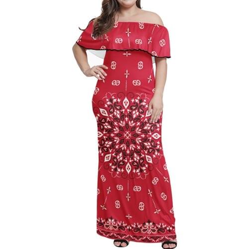 Design New dress Style Fabrics Long Dress Summer Wear New Fashion Women Plus Size Bandana Print Clothing One Shoulder Dresse