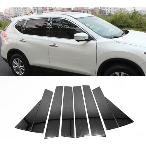 For Nissan Rogue X-Trail X Trail XTrail T32 2014-2018 Stainless Steel striped black style Door Window Pillar Posts Cover Trim