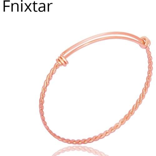 Fnixtar 316L Adjustable Stainless Steel Jewelry Rose Gold Color Twist Bangle and Bracelet for Women Jewelry Wholesale 20pcs/lot