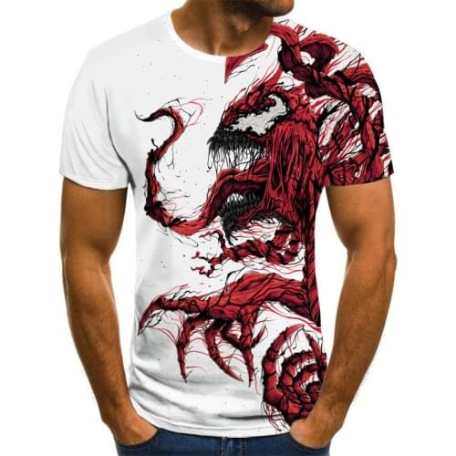 Summer New Mens 3D Printing T-shirt Venom Print Sportswear Fashion Streetwear Casual Hip-hop Short-Sleeved Loose T-Shirt