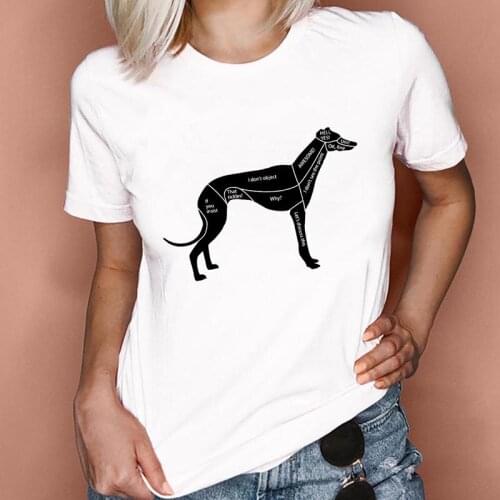 Womens T-shirts Greyhound Minimalist Dog Print Ladies Tee Tops Female Cartoon Tshirt Fashion Short Sleeve tee shirt femme 3XL
