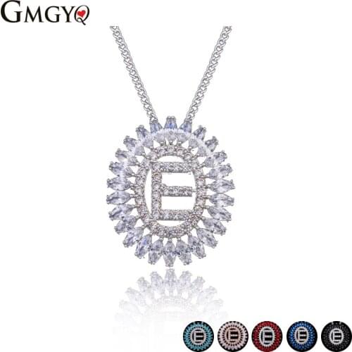 GMGYQ English Letter Necklace Pendant Alphabet Letters A-Z Stainless Steel Chain With Rhinestone Jewelry Gifts Friendship Love