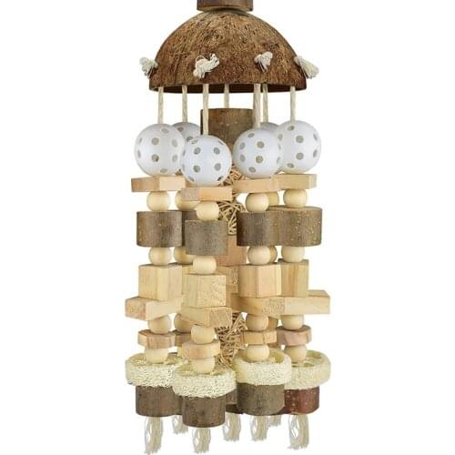 Bird Parrot Toy, Large Parrot Toy Natural Wooden Blocks Bird Chewing Toy Parrot Cage Bite Toy Suits for Macaws Parrots Promotion