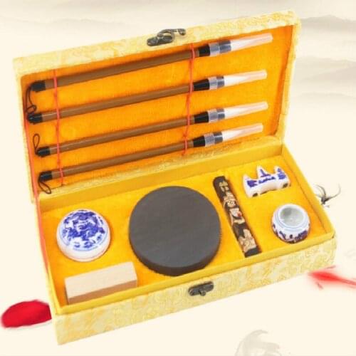 Chinese traditional calligraphy pen Set gift box student Regular Script Writing Brush Beginners special practice Writing brush