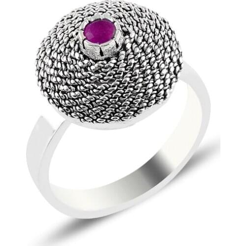 Silver 925 Sterling Ruby Zircon Stone Ring