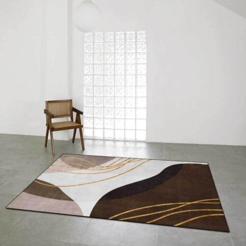 Modern Style Yellow Lines Livingroom Carpet Abstract Brown Coffee Simple Bedroom Bedside Area Rugs Study Room Hallway Floor Mat