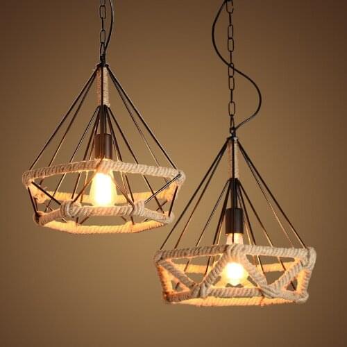 Industry Wind Hemp Rope A Chandelier Loft Personality Originality Restaurant Hot Pot Shop Wrought Iron Cage A Chandelier