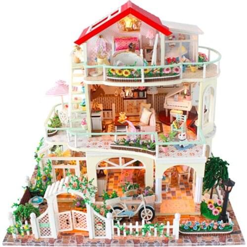 Creative DIY cottage Children Adult Miniature Doll house Wooden Kits custom toy villa Dollhouse building birthday gift