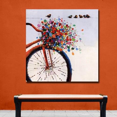 Fashion Pop Art Oil Painting Wall Art Picture Bike-II-Landscape-Art Printed Canvas Painting For Living Room Home Decor Unframed