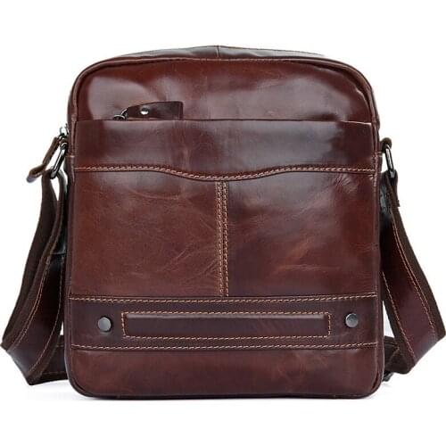 Mens Crossbody Bags Genuine Leather 2019 Man Messenger Shoulder Bag Vintage Fashion Brand Mini Cow Leather Male Brand Bags