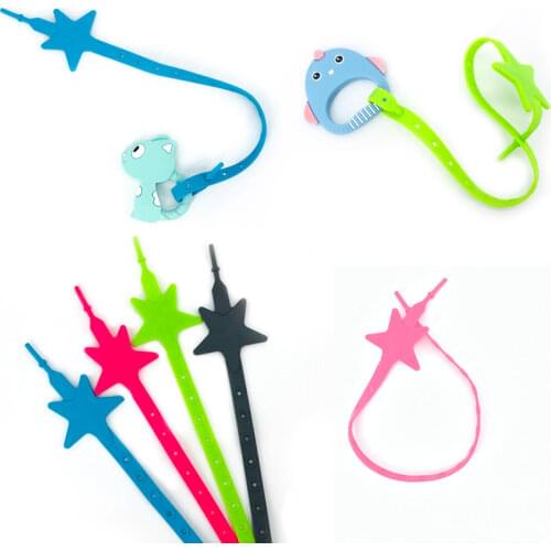 Non-toxic Baby Star Pacifier Chain Strap Silicone Stroller Hook Baby Stroller Toy Holder for Infant Toddler Baby Accessories