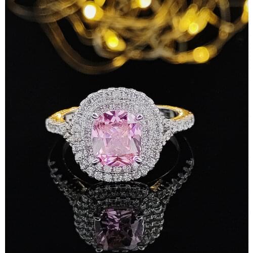 New arrivals! 100% 925 Sterling Silver Cushion Cut Fashion Finger Engagement Wedding Rings For Women Luxury Trendy Jewelry R5489