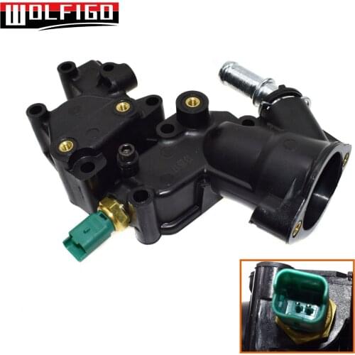 WOLFIGO 1336Y8 Thermostat Housing & Sensor For Citroen C2 C3 Peugeot 206 207 1007 1.4 8V 16V 9654775080,1336Y8,1336.Y8,1336P9