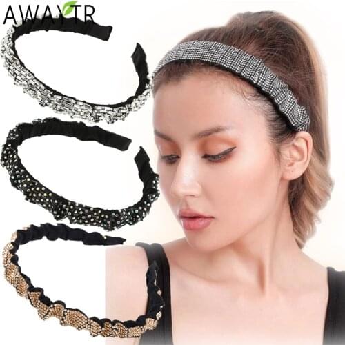 Rhinestone Headbands Fashion Women Hair Accessories Headdress Padded Elastic Hairband Crystal Hair Band Hoops Sparkly Headwrap