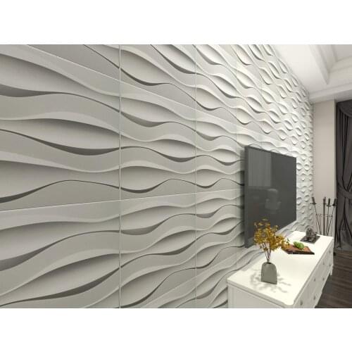 50x50cm Plastic Decorative Textures 3D Wall Panels,Big Wave for Living Room Bedroom TV Background Ceiling Pack of 12 Tiles