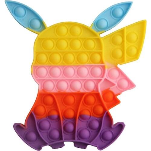 Rainbow Push Up Bubbble Children Gift Popits Bubble Fidget Antistress Toys Adult Kids Unicorn Dinosaur Pop Fidget Sensory Toy