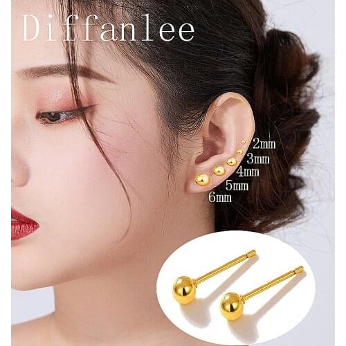 High Quality Gold Color Ball Stud Earrings Hip hop Mini Earrings for Women Girls Kids Girls Baby Children Ear Piercing Jewelry