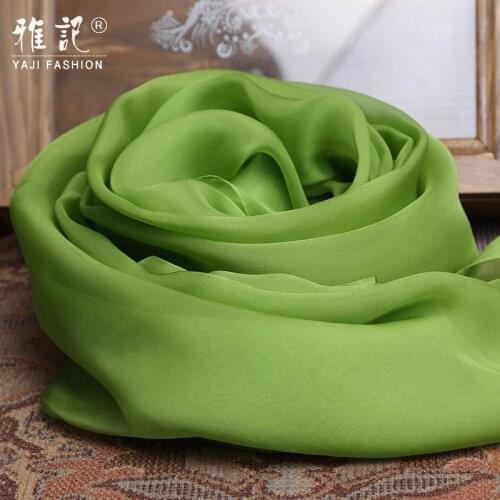 Natural silk scarf soft elegant green female solid color Hangzhou 100% silk scarf shawl long shawl spring autumn winter summer