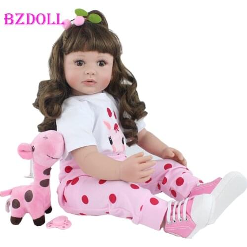 60cm Silicone Reborn Girl Doll Toys Long Hair Princess Toddler Bebies Dress Up Toy Kid Birthday Gift