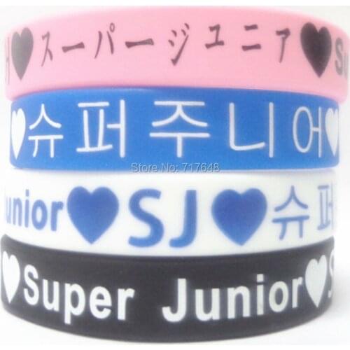 100pcs k-pop Super Junior Wristband Silicone Bracelets free shipping by ePacket