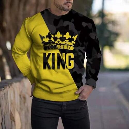 New Hoodie Mens KING Printed Autumn Sweatshirt Hip Hop O-neck Tees Shirt Long Sleeve Pullover Fashion Clothes Men Hoodies Tops