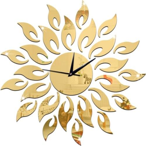 Creative Mirror Wall Clock Mechanism Silent Living Room SUN Digital Wall Clock Reloj Pared Madera Decorative Mirror Sets BB50WC