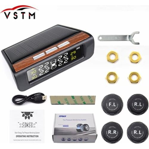 Smart Car TPMS Tyre Pressure Monitoring System Solar Power charging Digital LCD Display Auto Security Alarm Systems